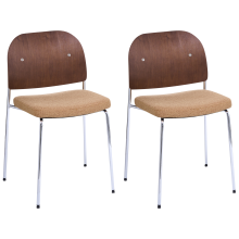 Set of 2 Dining Chairs ASHCROFT Metal Orange/ Dark Brown