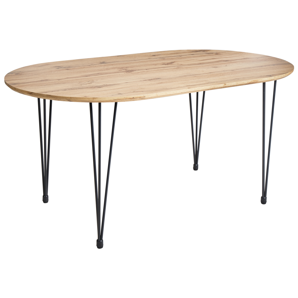 Beliani Dining Table Cavell Light 160 Cm 90 Cm Brown