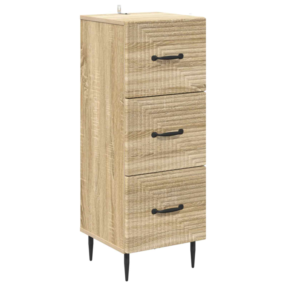 Vidaxl Drawer Cabinet Sonoma Oak 33 X 34.5 X 89.5 Cm Engineered Wood