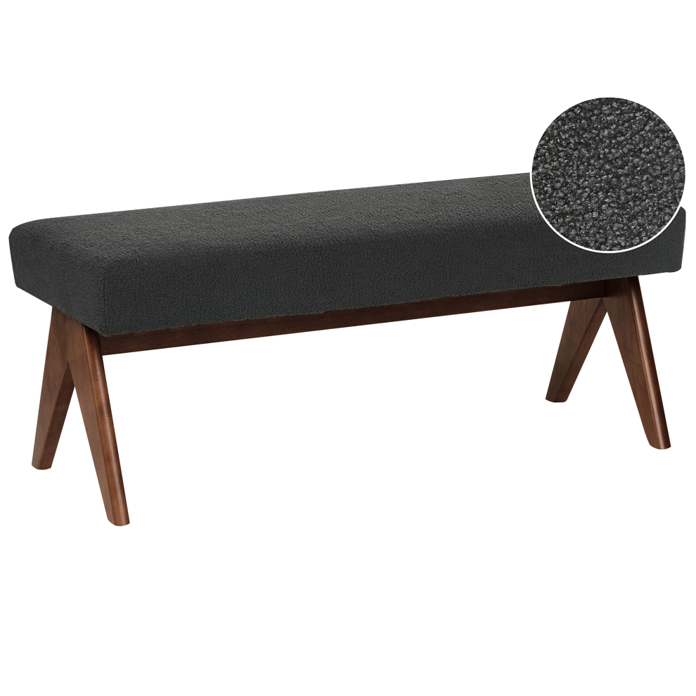 Beliani Upholstered Bench Tamre Boucle Black/ Dark Brown Black,Brown