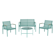 Garden Lounge Set with Table 4 Seater LEDRO Green Metal