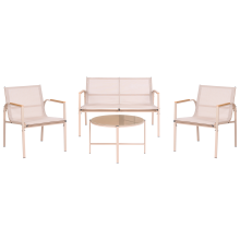 Garden Lounge Set with Table 4 Seater LEDRO Beige Metal