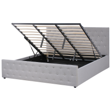 Ottoman Bed AMIENS Fabric Light Grey 180 x 200 cm (EU Super King)