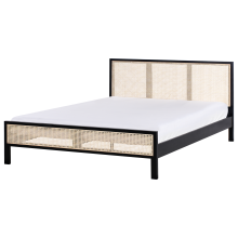 Bed Pine Wood SALERNAS 180 x 200 cm (EU Super King) Black
