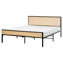 Bed PE Rattan AVANTON 160 x 200 cm (EU King Size) Black