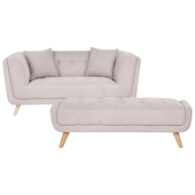 Sofa 2 Seater HABO Fabric Taupe with Ottoman