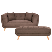 Sofa 2 Seater HABO Fabric Dark Brown with Ottoman
