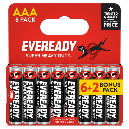 Eveready Eveready Super Heavy Duty Carbon Zinc AAA, 8 Pack