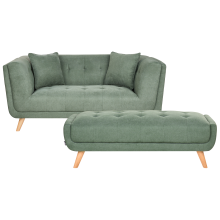 Sofa 2 Seater HABO Fabric Green with Ottoman
