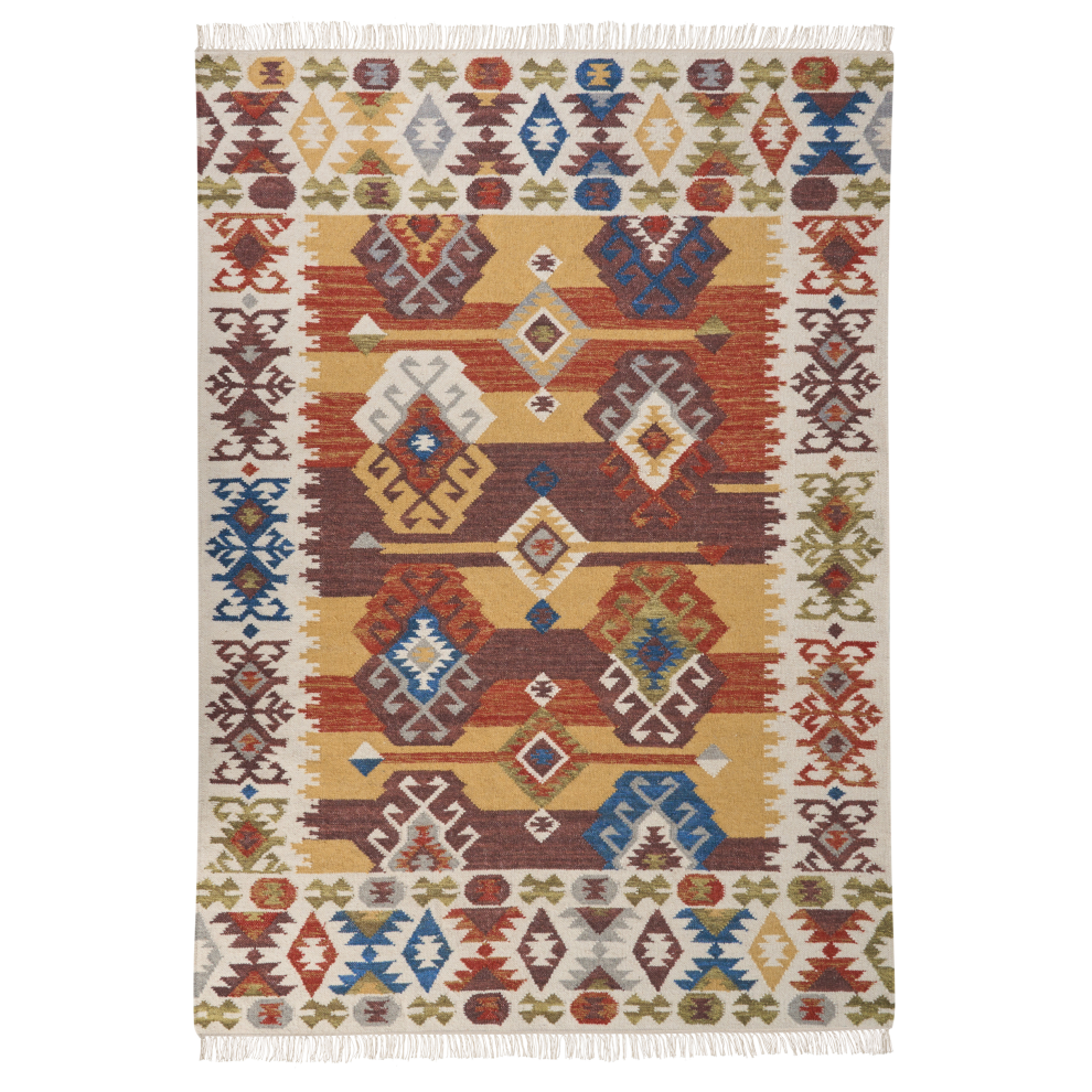 Beliani Rug Vosketap Multicolour 160 X 230 Cm Wool Kilim