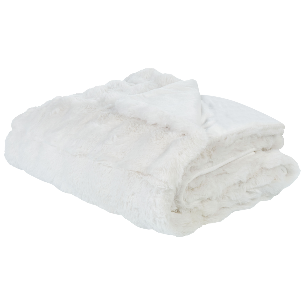 Beliani Blanket Salka Faux Fur 150 X 200 Cm White