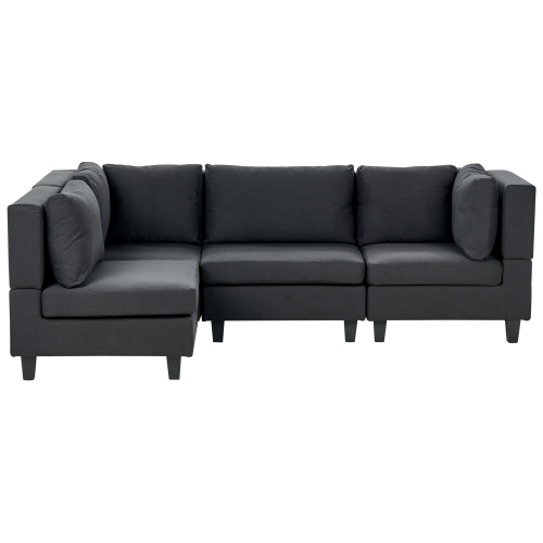 Beliani Modular Corner Sofa 4 Seater UNSTAD Right Hand Black Fabric