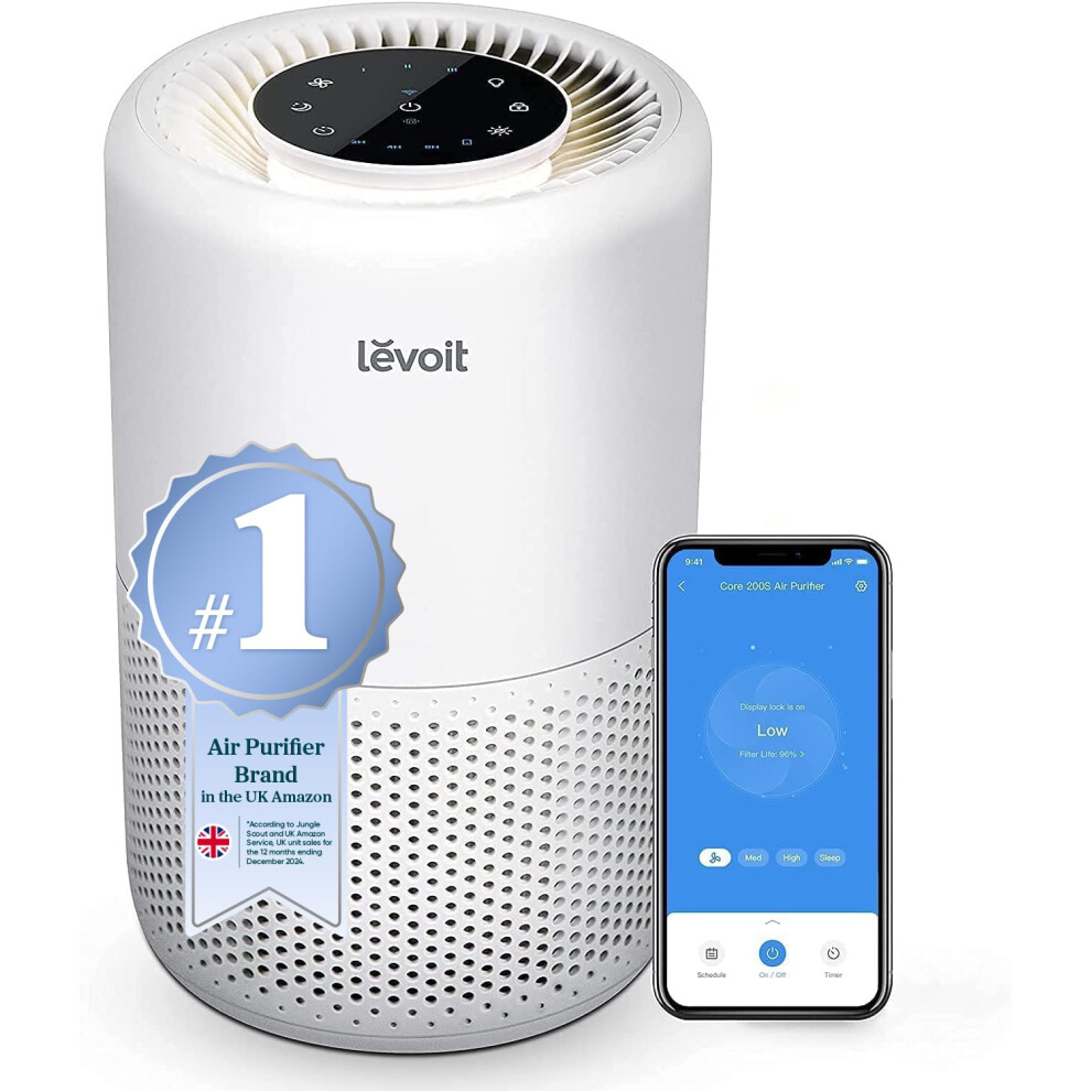 Levoit Smart Hepa Air Purifier For Allergies & Pets, 64M² Bedroom Home Coverage, Alexa & App, Ultra-Quiet Sleep Mode, Timer, Night Light, Removes 99.