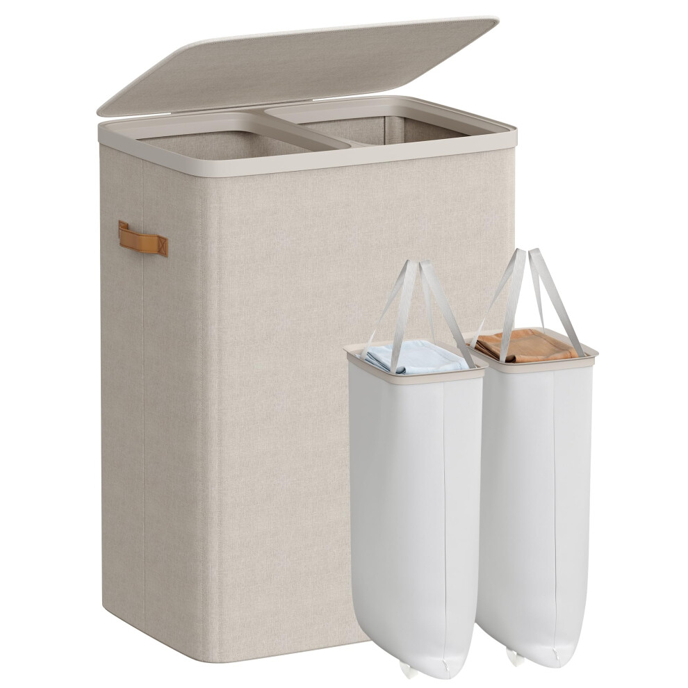 Songmics Laundry Basket - 170 L Dual Compartment Laundry Hamper