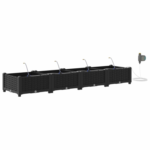 VidaXL vidaXL Garden Planter 4 pcs Black Plastic 1