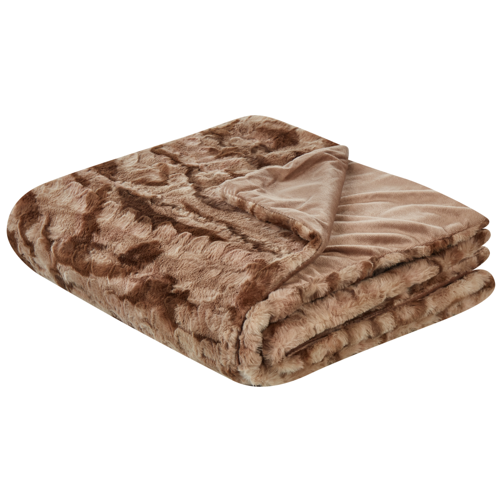 Beliani Blanket Bakira Faux Fur 200 X 220 Cm Brown