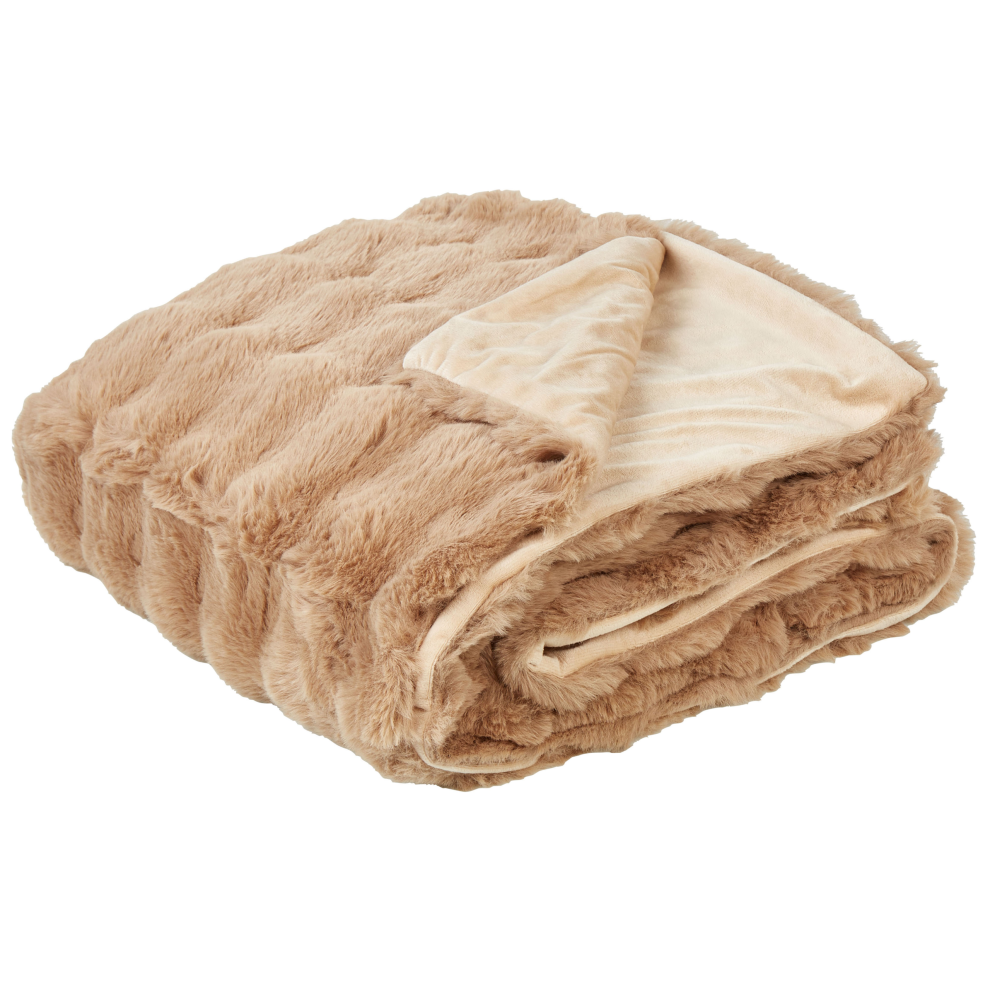 Beliani Blanket Salka Faux Fur 150 X 200 Cm Brown