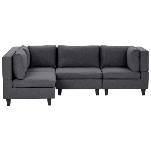 Beliani Modular Corner Sofa 4 Seater UNSTAD Right Hand Dark Grey Fabric