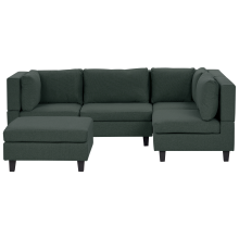 Modular Corner Sofa 4 Seater UNSTAD Fabric Dark Green with Ottoman Left Hand