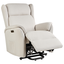 Electric Recliner Chair ELEGY with Footrest Velvet Light Beige