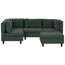Modular Corner Sofa 4 Seater UNSTAD Fabric Dark Green with Ottoman Right Hand