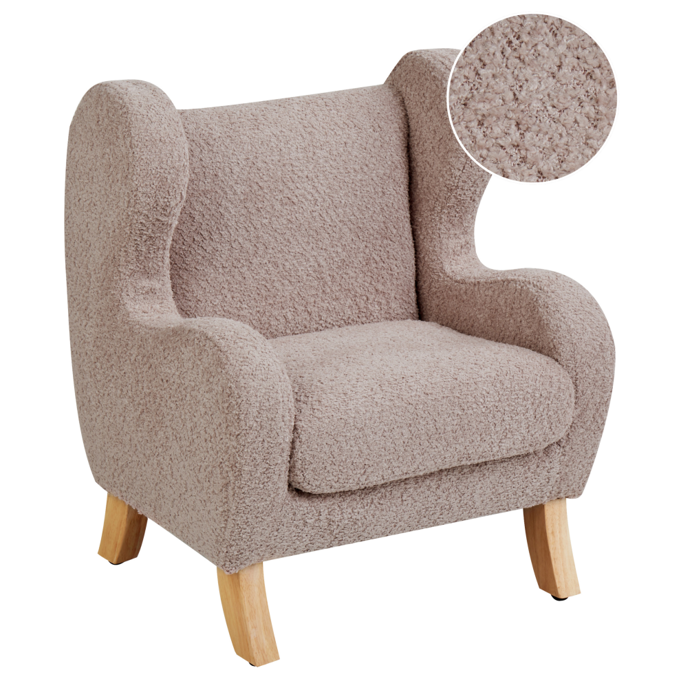 Beliani Kids Armchair Farum Boucle Taupe