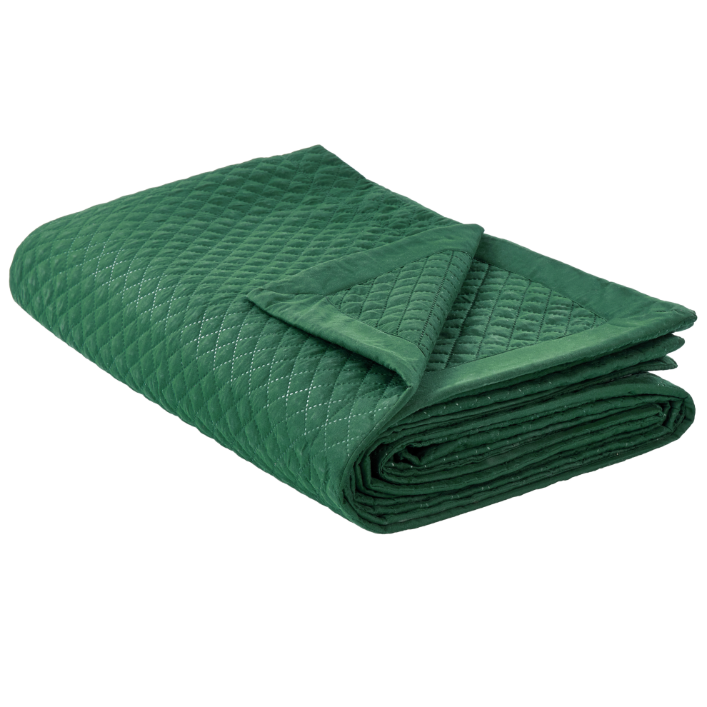 Beliani Bedspread Nape 220 X 240 Cm Dark Green