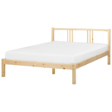 Bed Pine Wood VANNES 140 x 200 cm (EU Double) Light Brown
