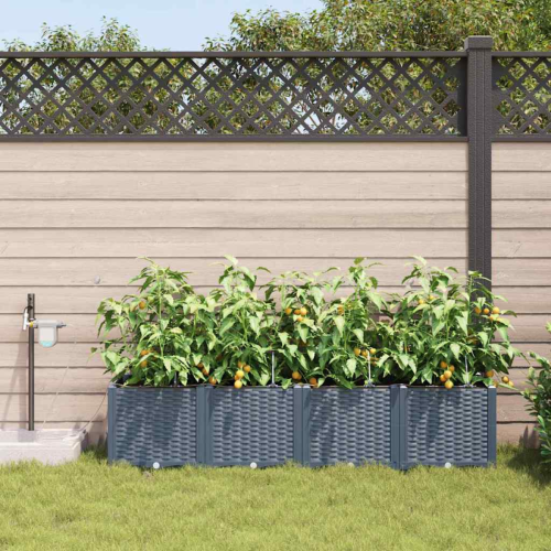 VidaXL vidaXL Garden Planter 4 pcs LiGht Grey Plastic 2