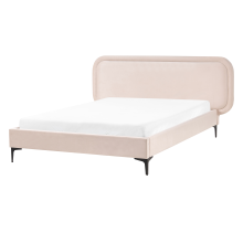 Bed Velvet SUZETTE 140 x 200 cm (EU Double) Light Beige