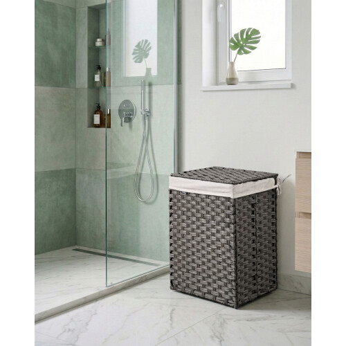 Beliani Laundry Basket with Lid MUCUBAJI Fabric Grey 83 L 1