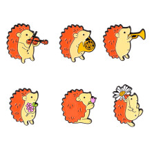 12Pcs Colorful Alloy Hedgehog Badges Cartoon Animal Brooches Clothing