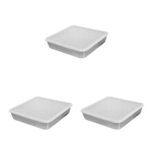 3Sets Stainless Steel Roasting Pan with Lid Multi-Use Oven Baking Rack