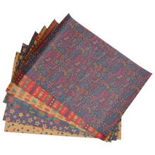 6Pcs Double Printed Wrapping Paper 80G Kraft Assorted Colors for Gift