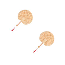 2Pcs Vintage Wheat Straw Fans Decorative Handwoven Photo Props