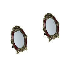 2Pcs Bedroom Tabletop Mirror Vintage Multi-Color Durable Lightweight