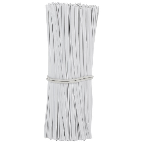 1000Pcs White Plastic Coated Iron Cable Ties Reusable Wire Straps