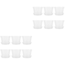 12Sets Clear Orchid Pots with Drainage Holes for Office and Balcony