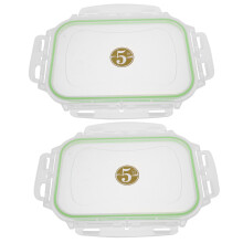 2Pcs Silver Rectangular Food Bowl Lid Reusable Plastic Lunch Box Seal