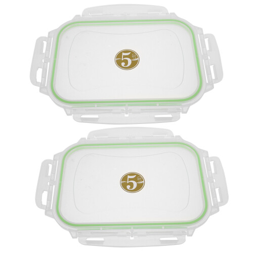 2Pcs Silver Rectangular Food Bowl Lid Reusable Plastic Lunch Box Seal