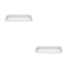 2Pcs Wear-Resistant Beige Plastic Planter Drip Trays Rectangle Design