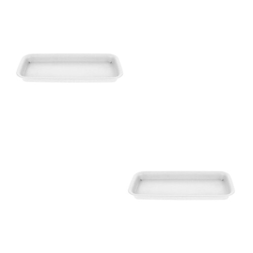 2Pcs Wear-Resistant Beige Plastic Planter Drip Trays Rectangle Design