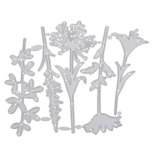 2Sets Durable Silver Embossing Template High-Carbon Steel Flower Dies