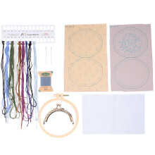 1Set Embroidered Coin Wallet DIY Kit Durable Fabric Pouch Assorted