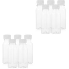 10Pcs Transparent Plastic Juice Bottles with Caps for Water and Milk