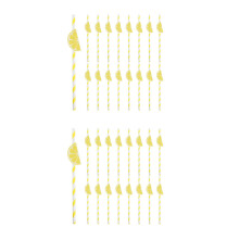 80Pcs Paper Drinking Straws Yellow Lemon Design for Party and Travel