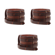 3Pcs Viking Brown Wide Belt PU Adjustable Medieval Waist Belt