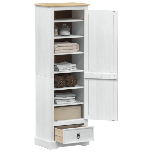 VidaXL vidaXL Wardrobes with Drawer White 55 x 38 x 170 cm Solid Pine Wood 2