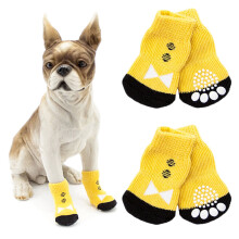 4Stk Gelbe Hundesocken Baumwolle Hautfreundlich Rutschfest Robust