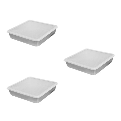 3Sets Stainless Steel Roasting Pan with Lid Multi-Use Oven Baking Rack 1